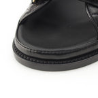 Chanel Leather Quilted CC Logo Velcro Comfort Sandals Shoes Black 39c — view 8