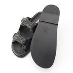 Chanel Leather Quilted CC Logo Velcro Comfort Sandals Shoes Black 39c — view 5