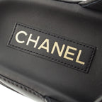 Chanel Leather Quilted CC Logo Velcro Comfort Sandals Shoes Black 39c — view 7