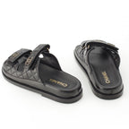 Chanel Leather Quilted CC Logo Velcro Comfort Sandals Shoes Black 39c — view 4