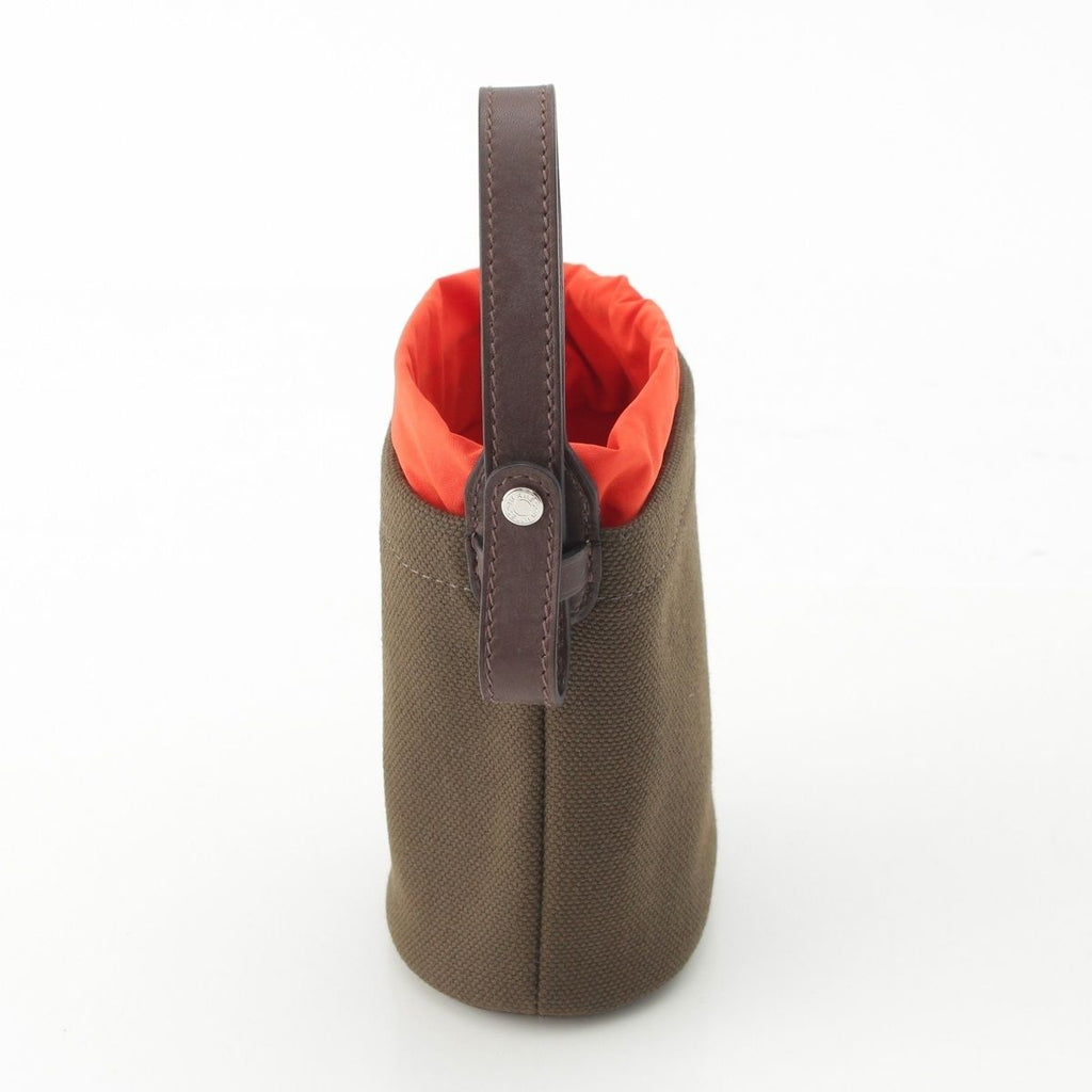 Hermes Canvas Dog Treats Pouch Khaki Orange — view 3