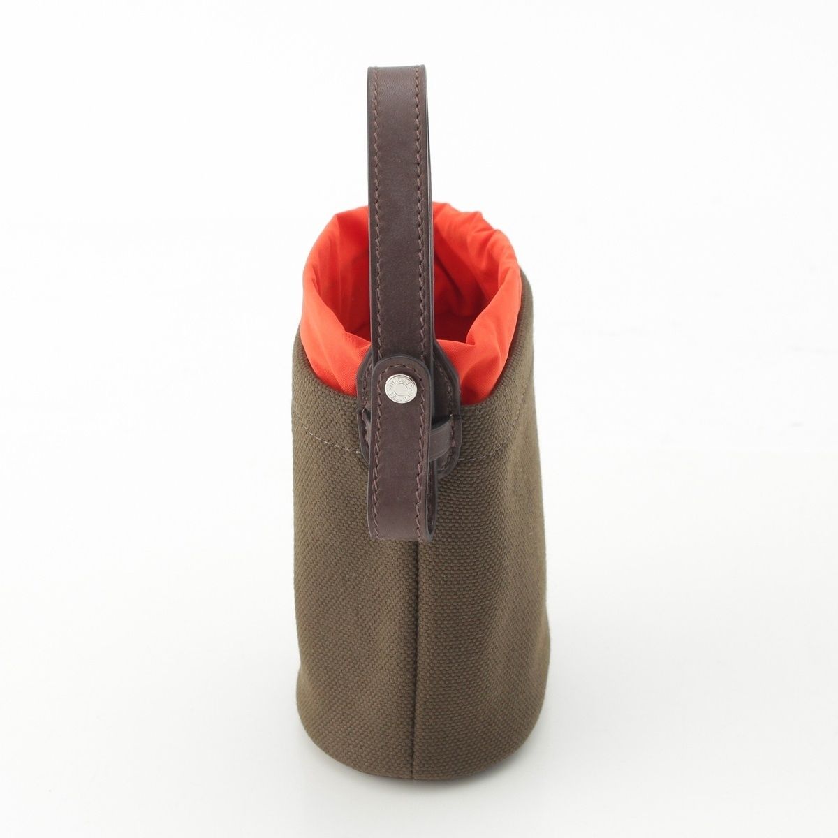 Hermes Canvas Dog Treats Pouch Khaki Orange — view 3