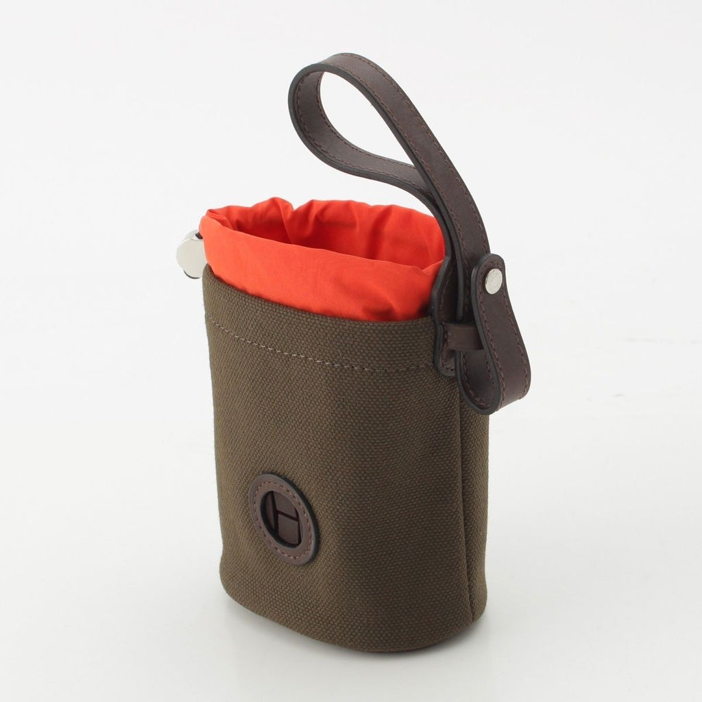 Hermes Canvas Dog Treats Pouch Khaki Orange — view 2