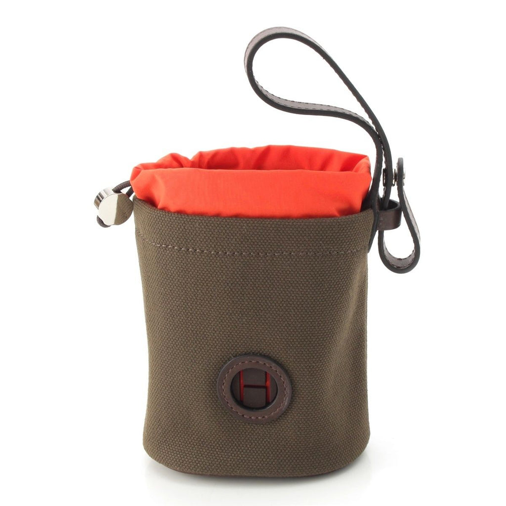 Hermes Canvas Dog Treats Pouch Khaki Orange