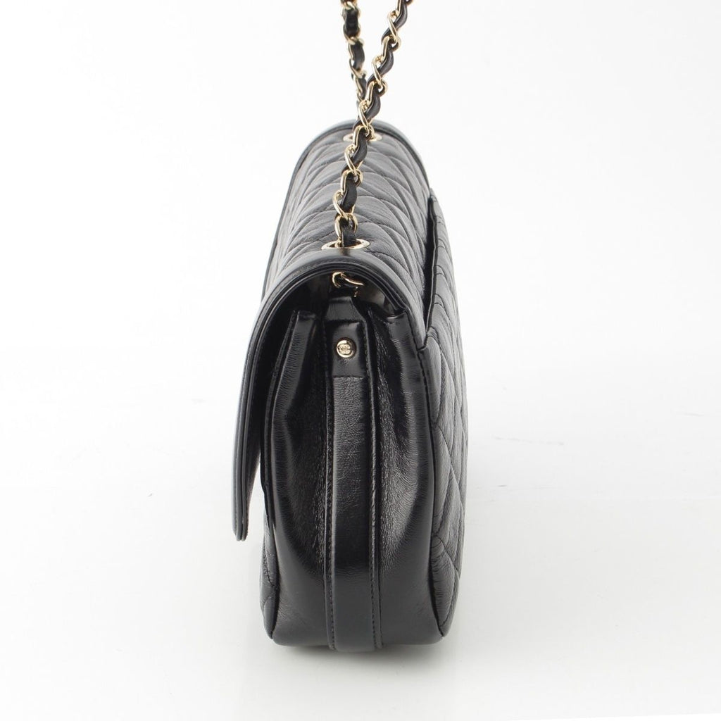 Chanel 25 Shiny Aged Calfskin Chain Shoulder Bag Black — view 3
