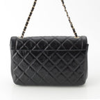 Chanel 25 Shiny Aged Calfskin Chain Shoulder Bag Black — view 4