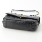 Chanel 25 Shiny Aged Calfskin Chain Shoulder Bag Black — view 5