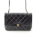 Chanel 25 Shiny Aged Calfskin Chain Shoulder Bag Black