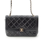 Chanel 25 Shiny Aged Calfskin Chain Shoulder Bag Black