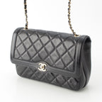 Chanel 25 Shiny Aged Calfskin Chain Shoulder Bag Black — view 2