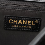 Chanel 25 Shiny Aged Calfskin Chain Shoulder Bag Black — view 7