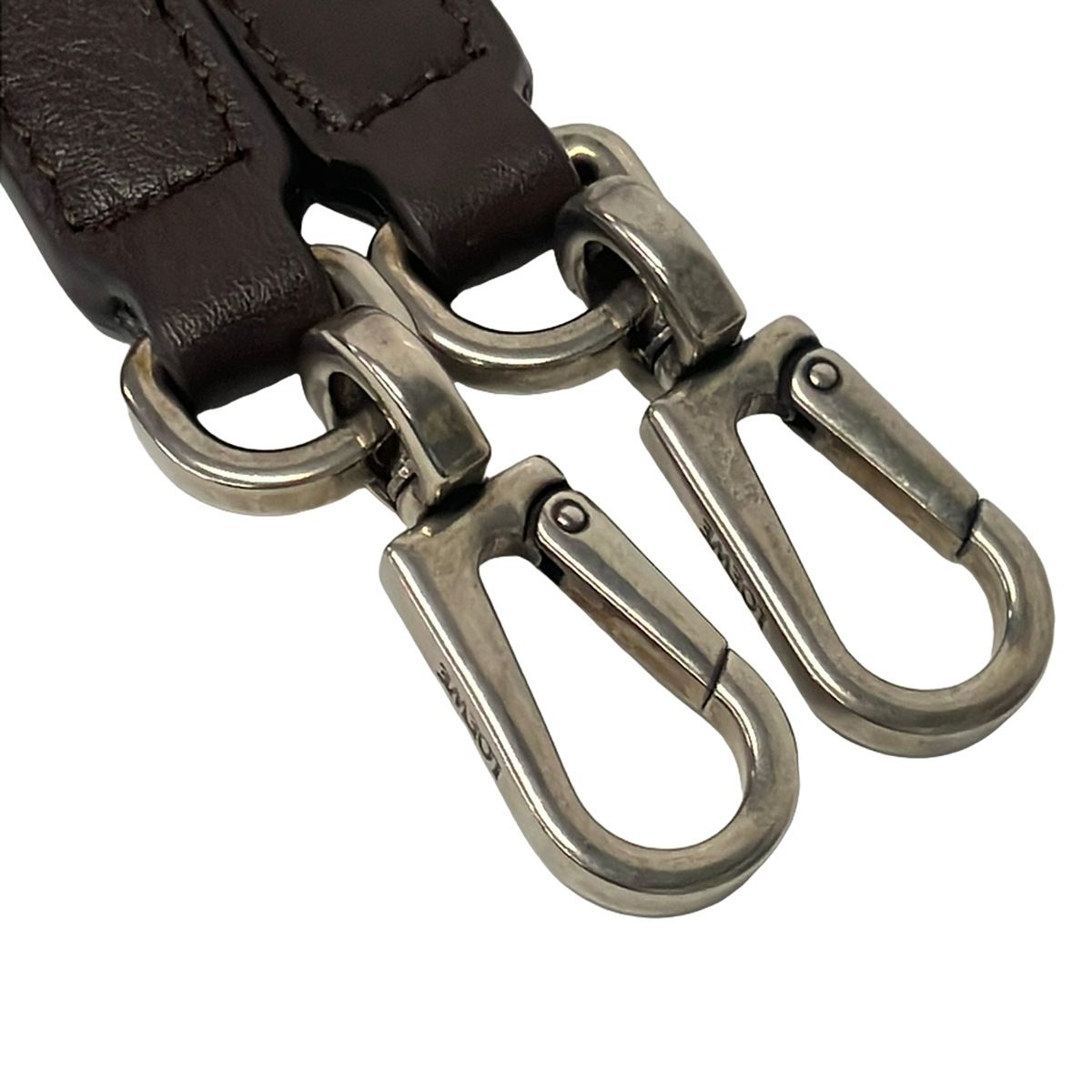 Loewe Shoulder Strap Dark Brown Silver Leather — view 4