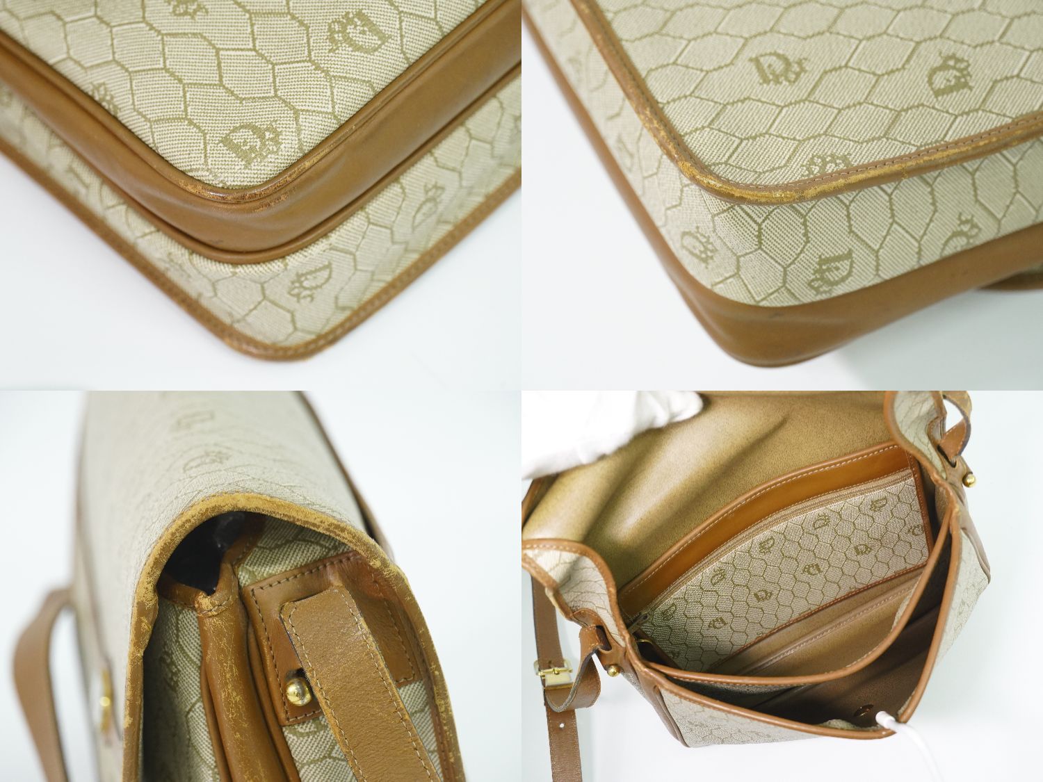 Dior Honeycomb Pattern Shoulder Bag Pochette Beige — view 8
