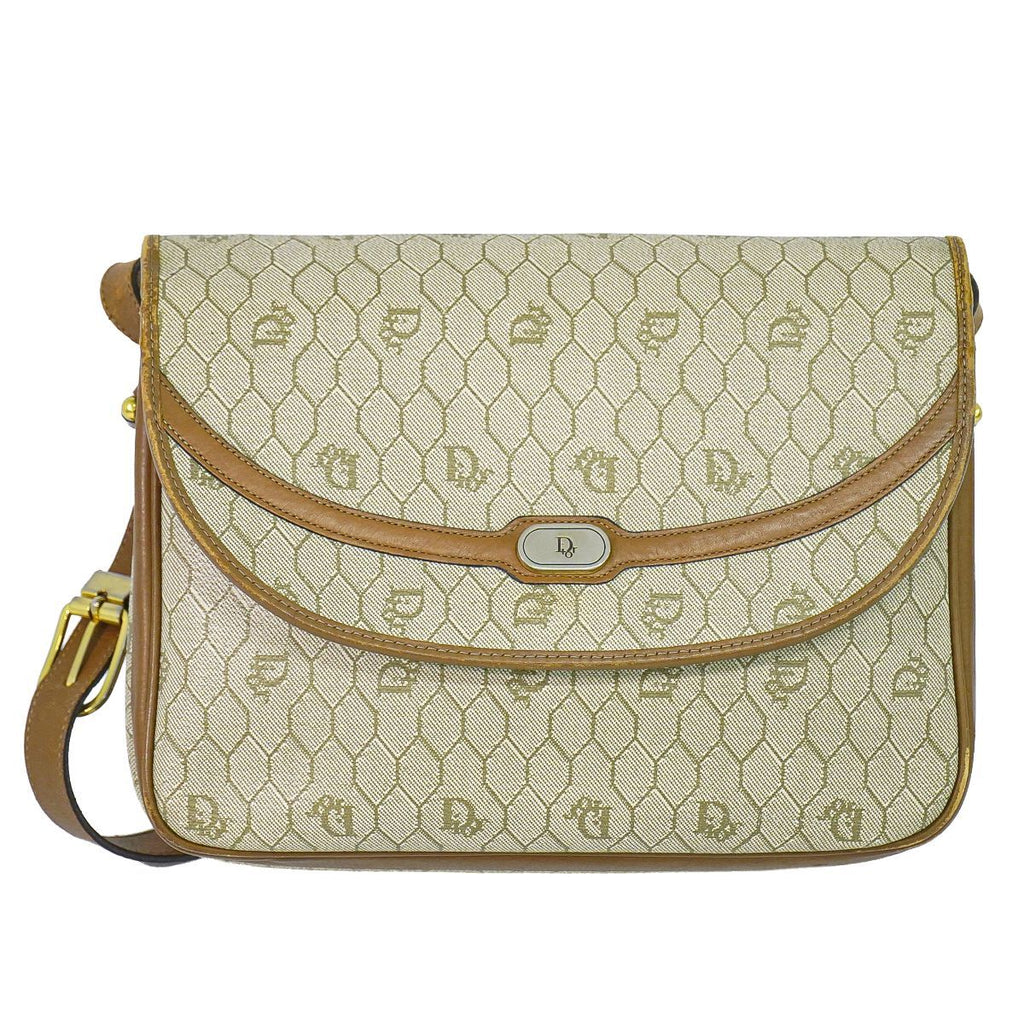 Dior Honeycomb Pattern Shoulder Bag Pochette Beige