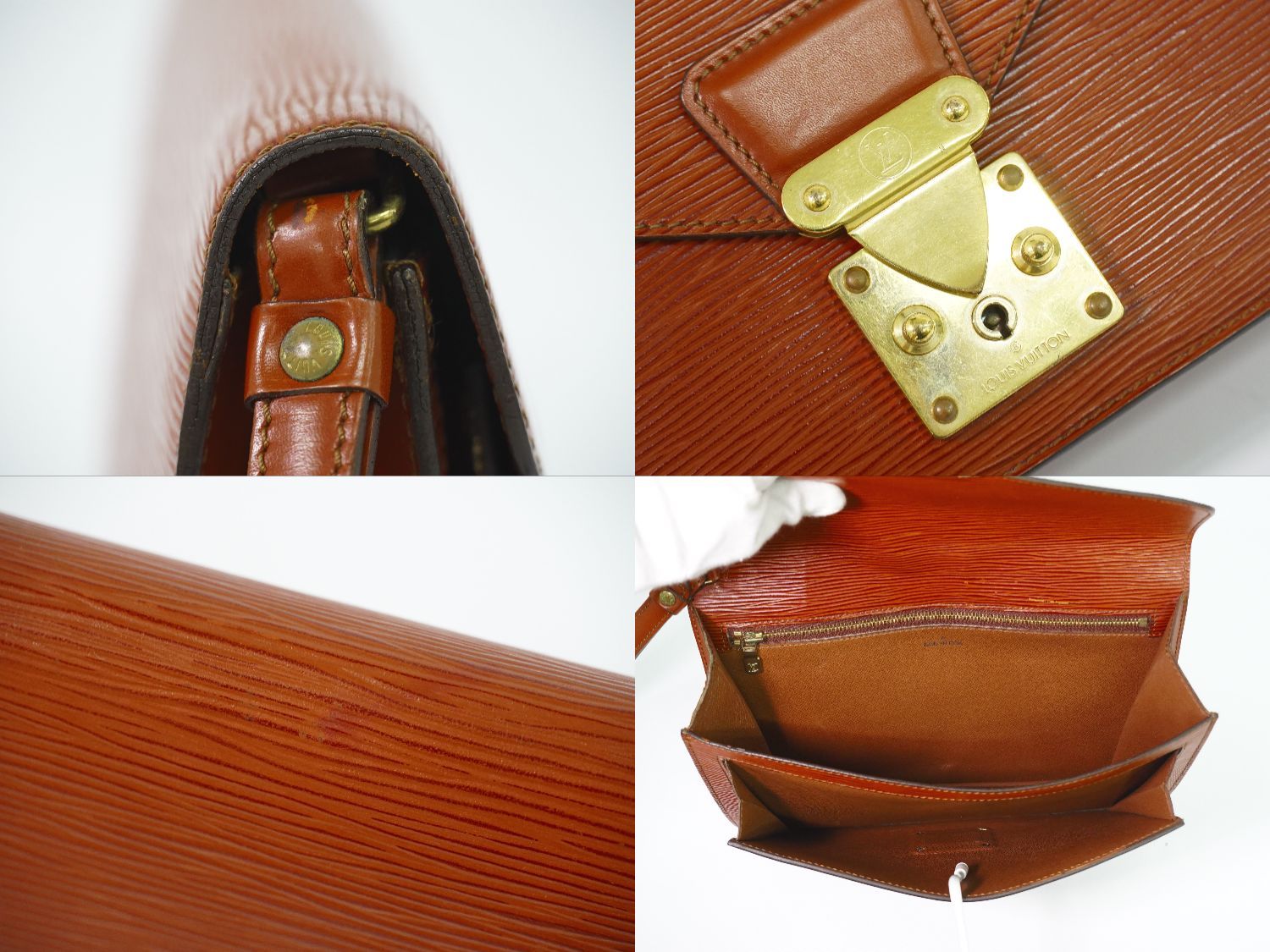 Louis Vuitton LV Pochette Series Dragonne Epi Leather Clutch Kenya Brown — view 8