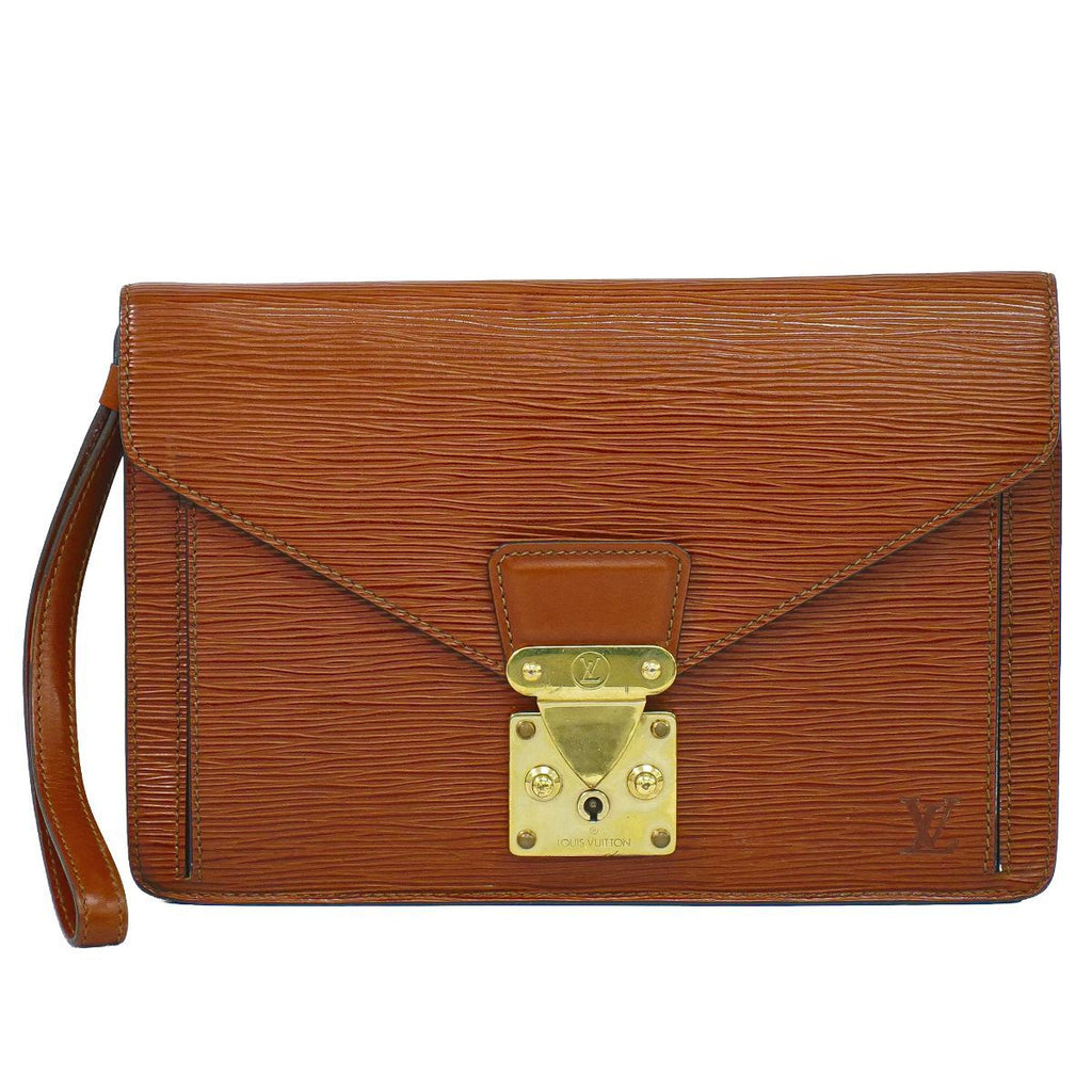 Louis Vuitton LV Pochette Series Dragonne Epi Leather Clutch Kenya Brown
