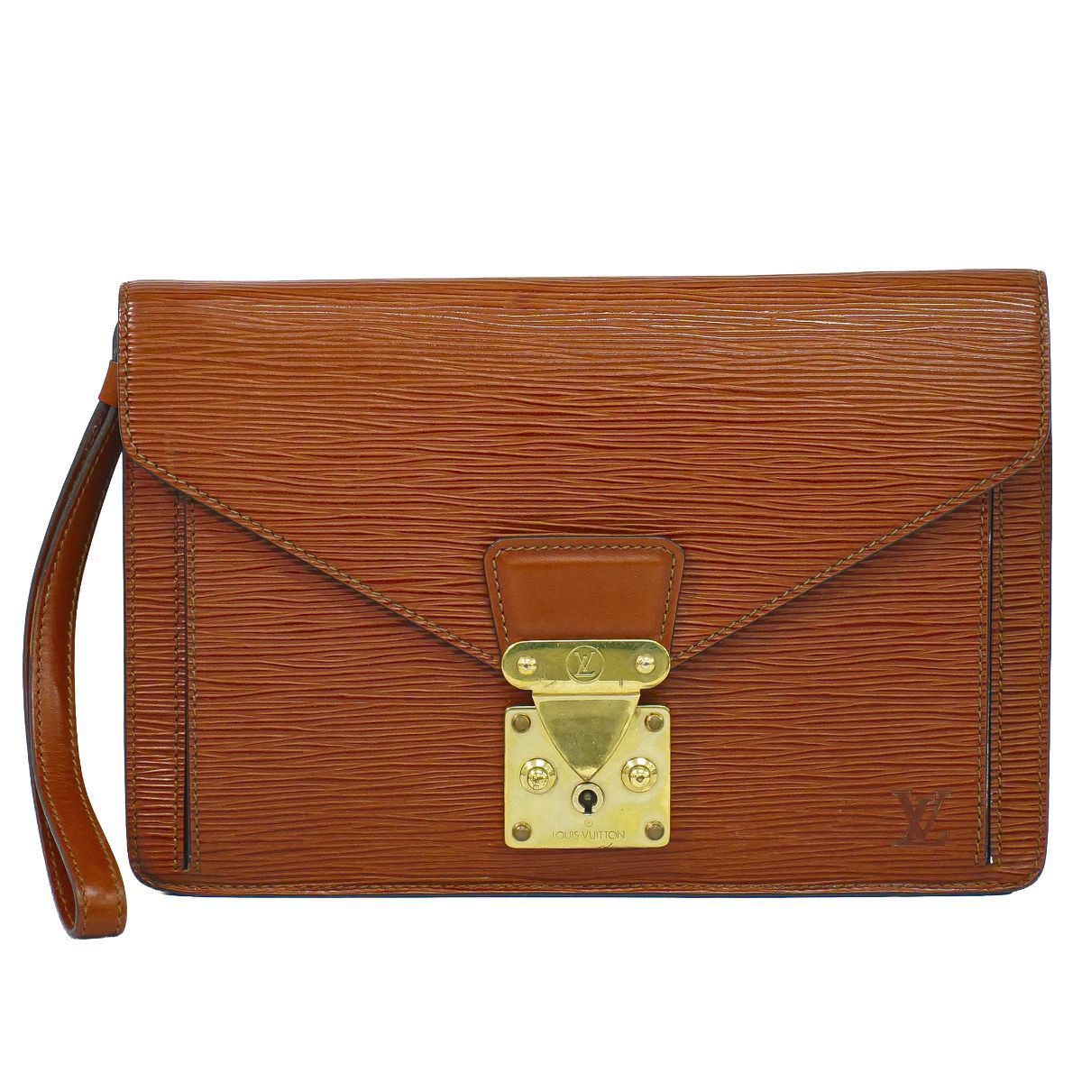 Louis Vuitton LV Pochette Series Dragonne Epi Leather Clutch Kenya Brown