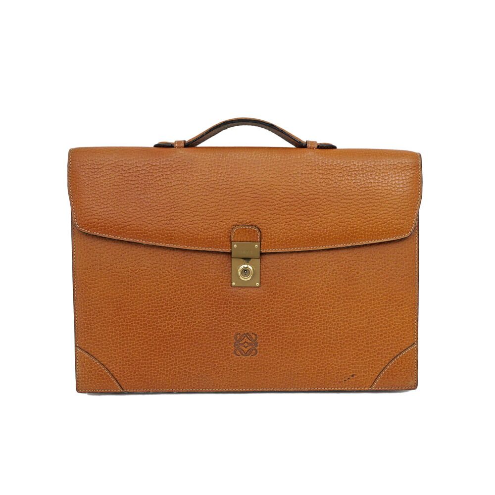 Loewe Business Light Brown Gold Anagram Leather Briefcase