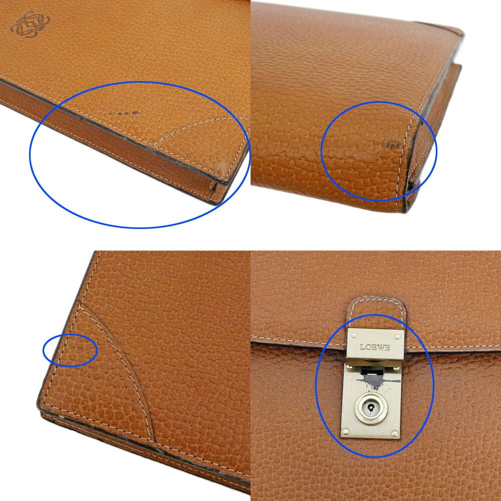 Loewe Business Light Brown Gold Anagram Leather Briefcase — view 6