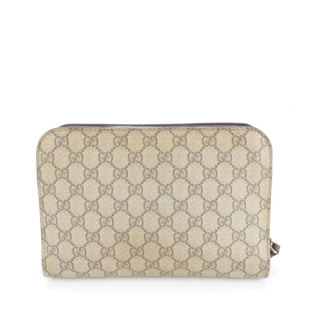Gucci GG Supreme Leather Clutch Pouch Brown — view 3