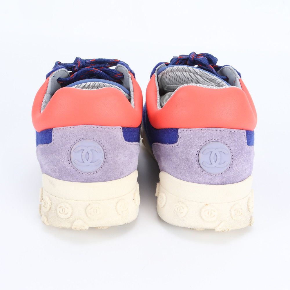 Chanel 36 Blue Leather Nylon Low Cut Sneakers — view 4