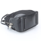 Prada Tessuto Nylon Triangle Logo Leather Handbag Tote Black — view 5
