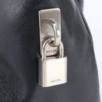 Prada Tessuto Nylon Triangle Logo Leather Handbag Tote Black — view 8