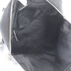 Prada Tessuto Nylon Triangle Logo Leather Handbag Tote Black — view 7