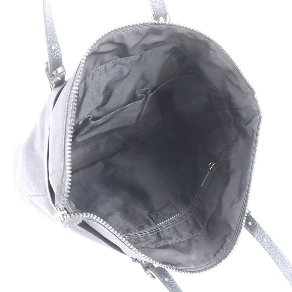 Gucci GG Nylon Leather Tote Shoulder Hand Black — view 7