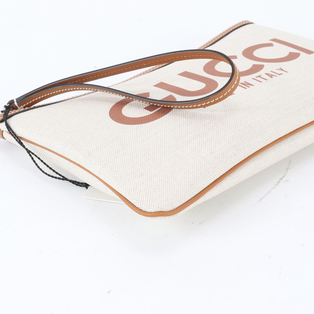 Gucci Logo Print Leather Clutch Pouch Business — view 4