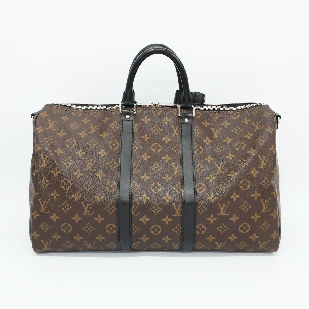 Louis Vuitton Ten Keepall Bandouliere 45 Monogram Macassar Boston Bag Brown — view 2