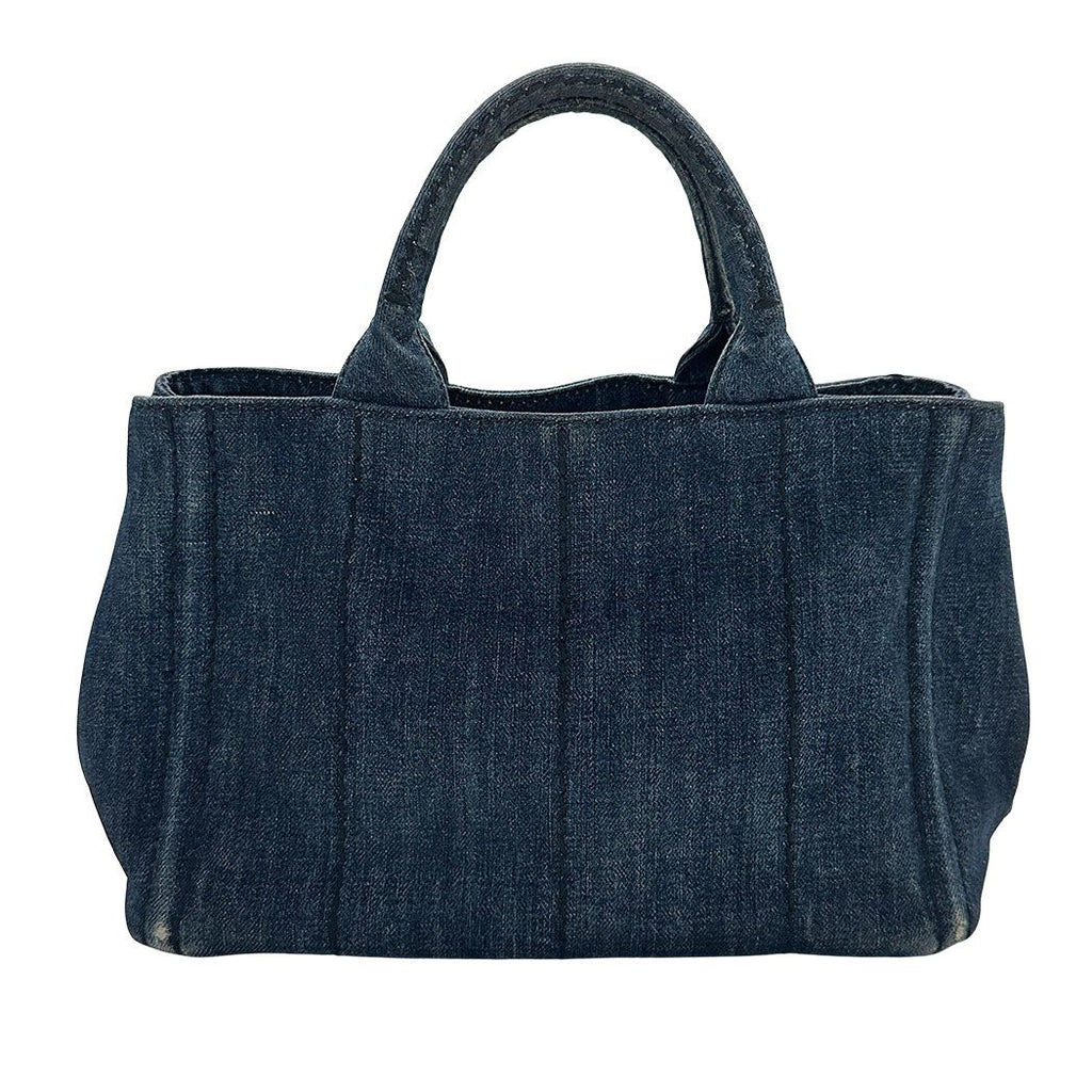 Prada 2-Way Shoulder Bag Denim Canapa Mini Indigo Handle Bag Simple Going — view 2