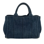 Prada 2-Way Shoulder Bag Denim Canapa Mini Indigo Handle Bag Simple Going — view 2