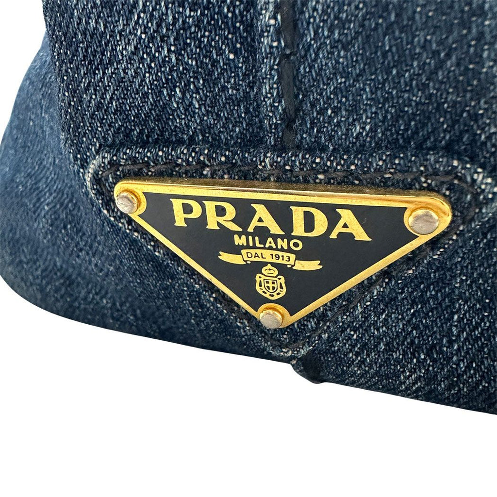 Prada 2-Way Shoulder Bag Denim Canapa Mini Indigo Handle Bag Simple Going — view 8
