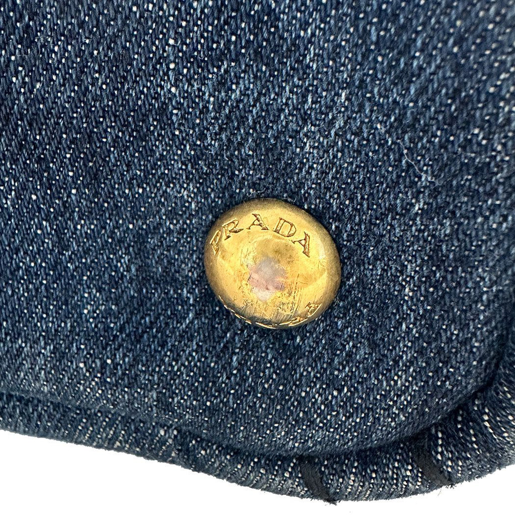 Prada 2-Way Shoulder Bag Denim Canapa Mini Indigo Handle Bag Simple Going — view 6