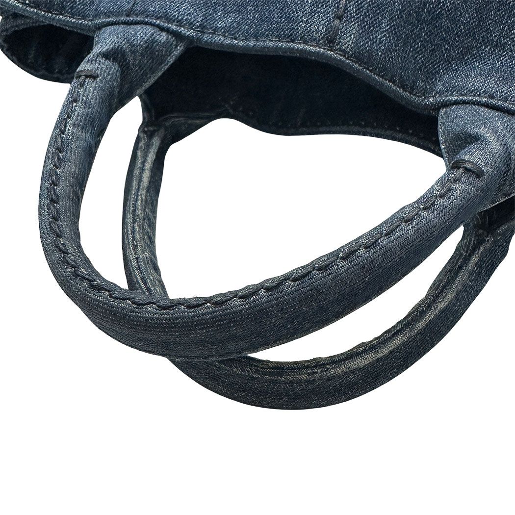 Prada 2-Way Shoulder Bag Denim Canapa Mini Indigo Handle Bag Simple Going — view 9