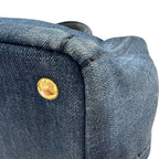 Prada 2-Way Shoulder Bag Denim Canapa Mini Indigo Handle Bag Simple Going — view 4