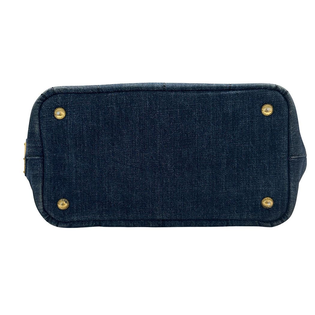 Prada 2-Way Shoulder Bag Denim Canapa Mini Indigo Handle Bag Simple Going — view 3