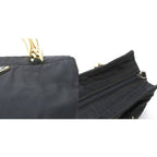 Prada Handbag Logo Triangle Plate Metal Handle Chain Nylon Bicolor Black Gold — view 9