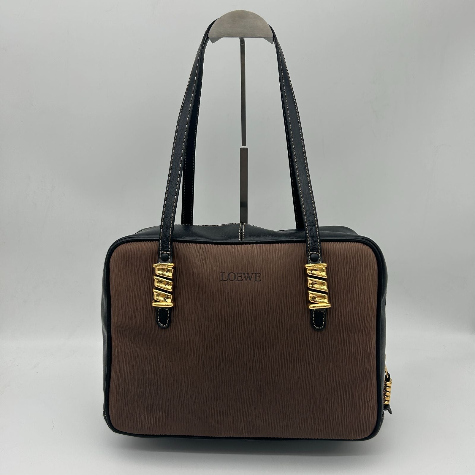 Loewe Vintage Rare Velazquez Handbag Leather Brown — view 2