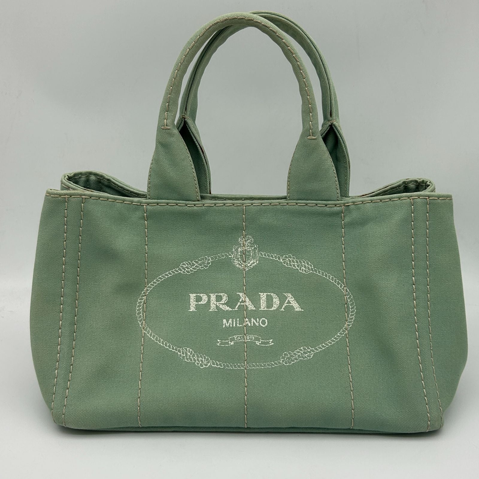Prada Canapa Tote Mint Green Canvas
