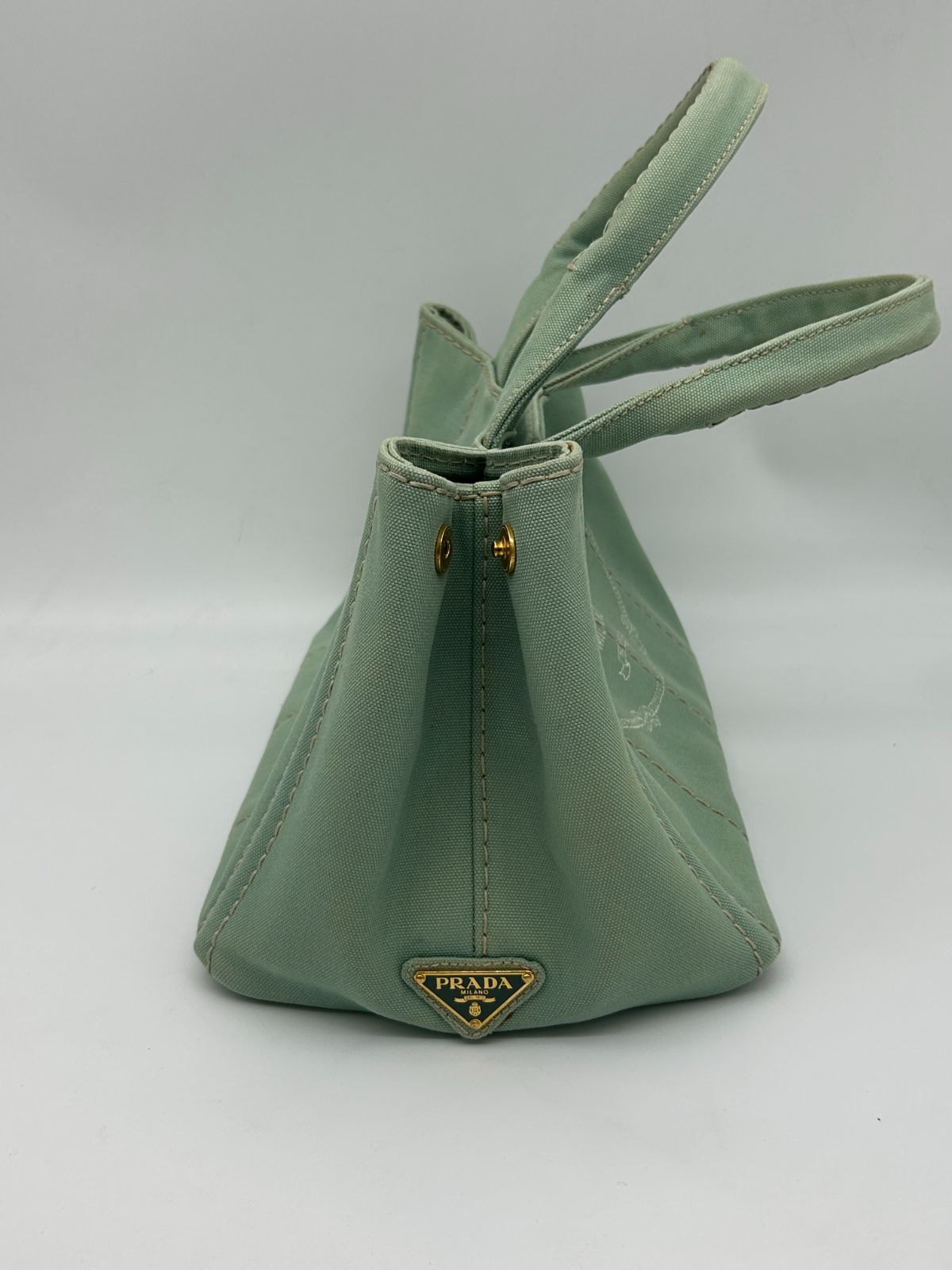 Prada Canapa Tote Mint Green Canvas — view 3