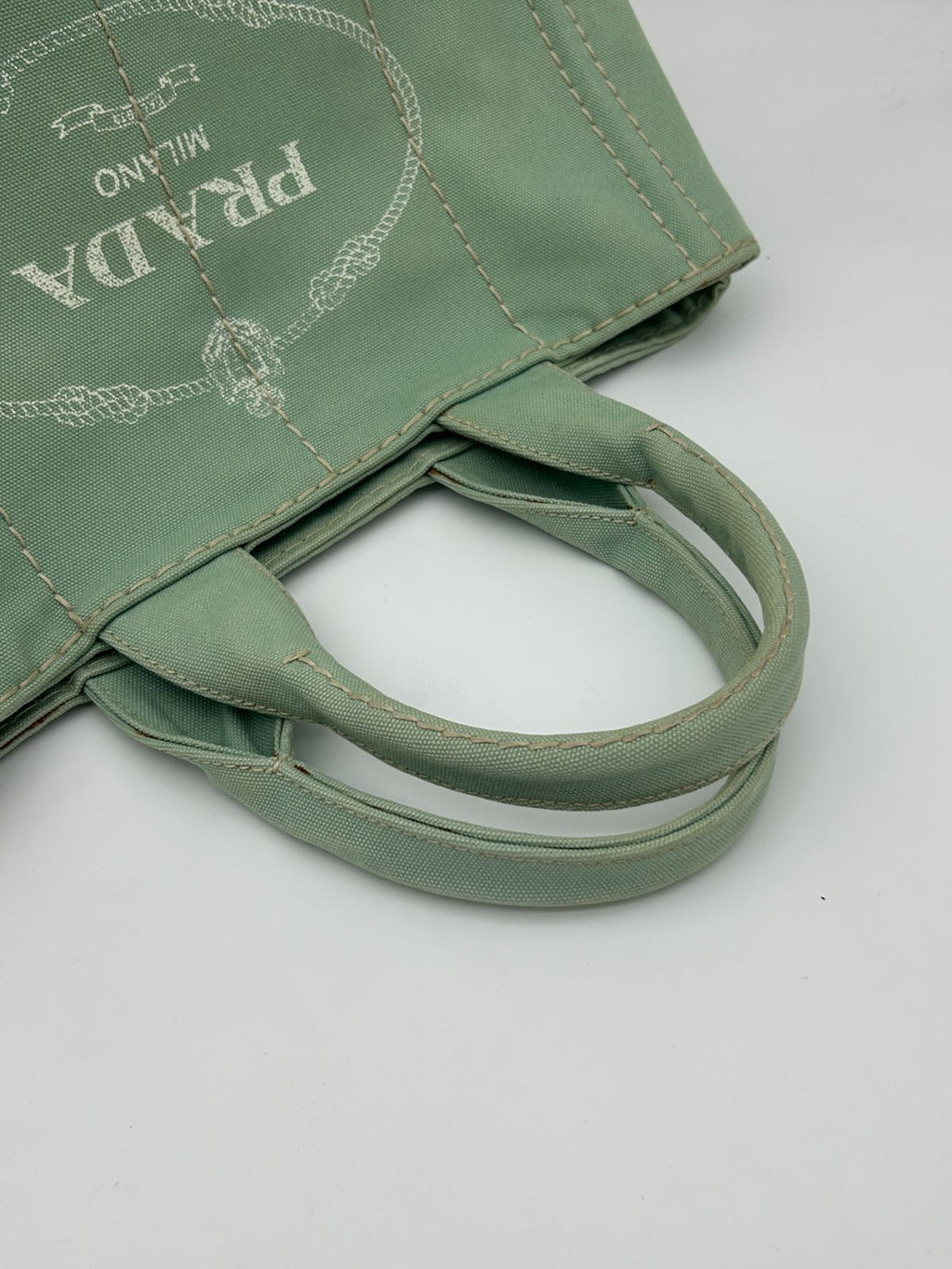 Prada Canapa Tote Mint Green Canvas — view 5