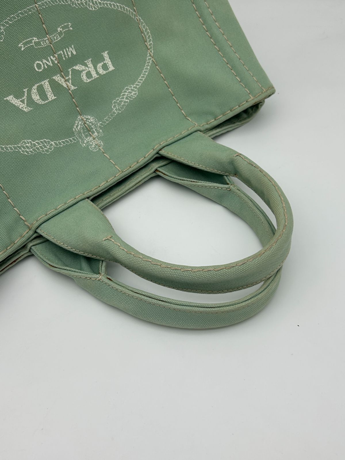 Prada Canapa Tote Mint Green Canvas — view 5