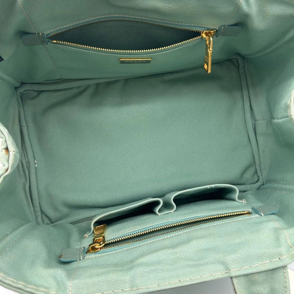 Prada Canapa Tote Mint Green Canvas — view 8