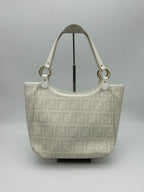 Fendi Zucca Pattern Shoulder Bag Leather Canvas White — view 2