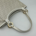 Fendi Zucca Pattern Shoulder Bag Leather Canvas White — view 5