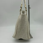 Fendi Zucca Pattern Shoulder Bag Leather Canvas White — view 3