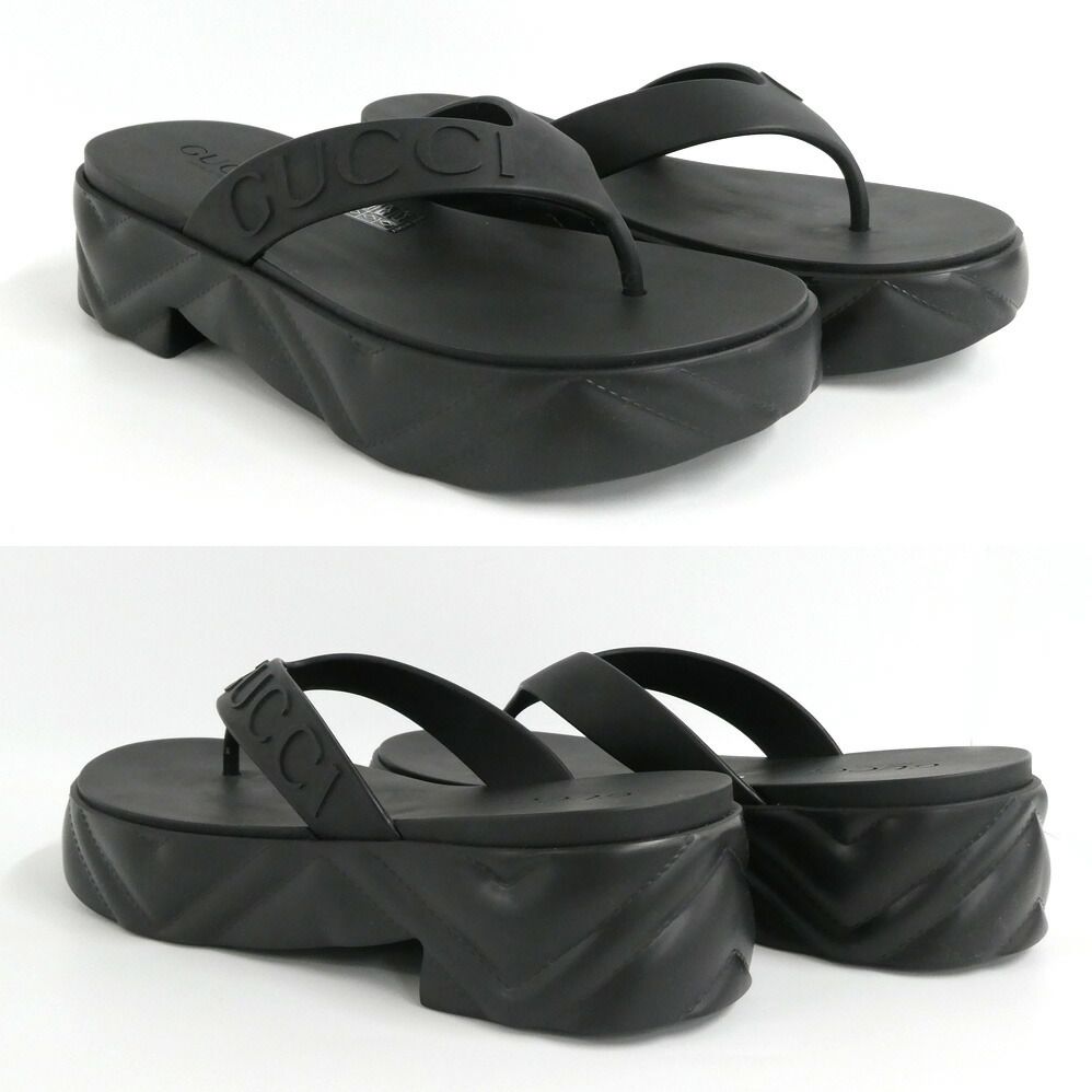 Gucci Thong Sandals Black 36 Rubber Platform Shoes — view 4