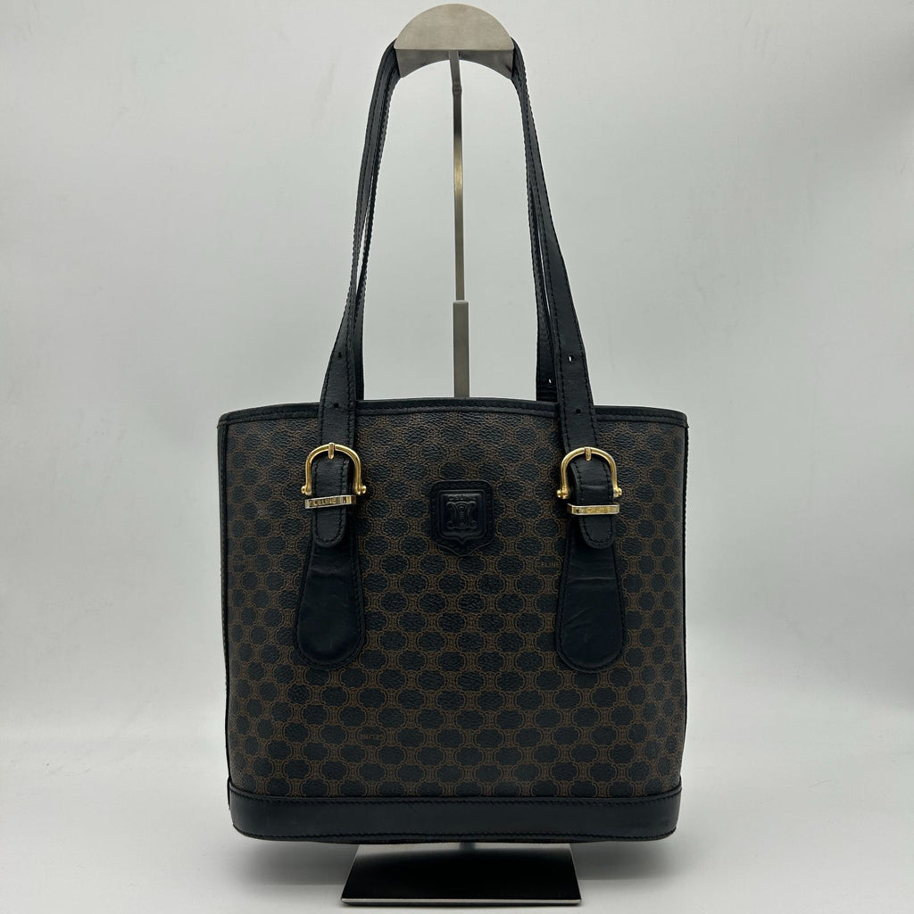 Celine Macadam Shoulder Bag Canvas Black